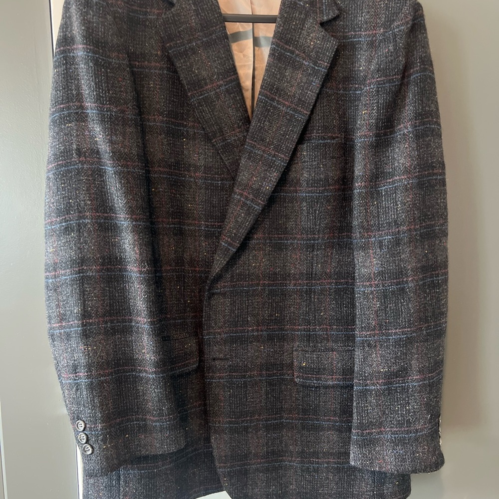 Men's Gray Plaid Blazer 44L